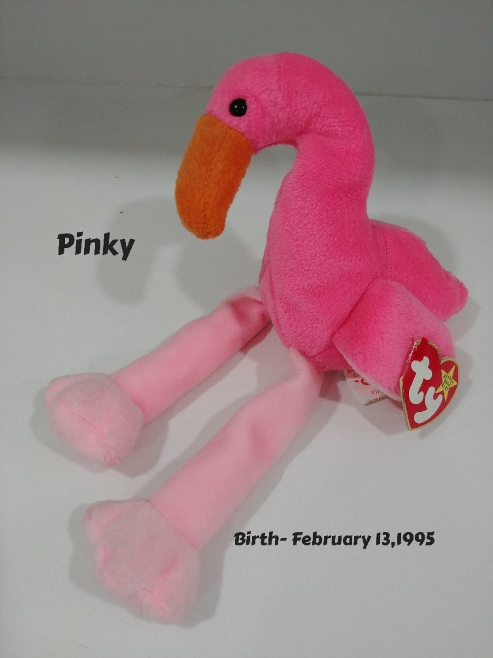 Ty Pinky Beany Baby With Birth Tag, Like New